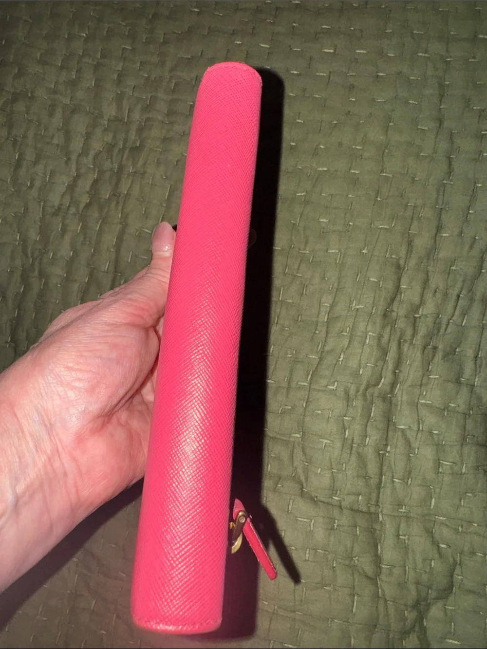 Prada Pink Saffiano Leather Continental Wallet with Gold Logo - Picture 12 of 16